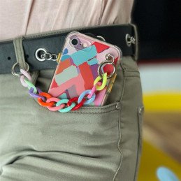 Spalvotas grandinės dėklas Gelinis lankstus dėklas su grandinės pakabuku, skirtas Samsung Galaxy S21 Ultra 5G Multicolor...