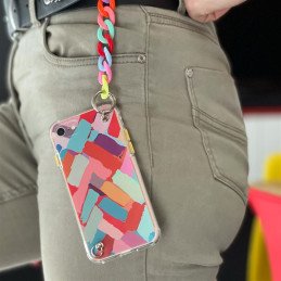 Spalvotas grandinės dėklas Gelinis lankstus dėklas su grandinės pakabuku, skirtas Samsung Galaxy S21 Ultra 5G Multicolor...