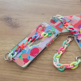 Spalvotas grandinės dėklas Gelinis lankstus dėklas su grandinės pakabuku, skirtas Samsung Galaxy S21 Ultra 5G Multicolor...