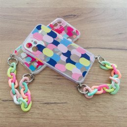 Spalvotas grandinės dėklas Gelinis lankstus dėklas su grandinės pakabuku, skirtas Samsung Galaxy S21 Ultra 5G Multicolor...