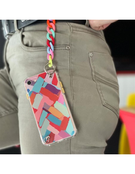 Color Chain Case Gel Flexible Case with Chain Charm, skirta Xiaomi Redmi Note 10 5G Multicolor (4)