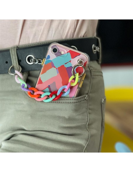 Spalvotas grandinės dėklas Gelinis lankstus dėklas su grandinės pakabuku, skirtas Xiaomi Redmi 10 Multicolor (4)