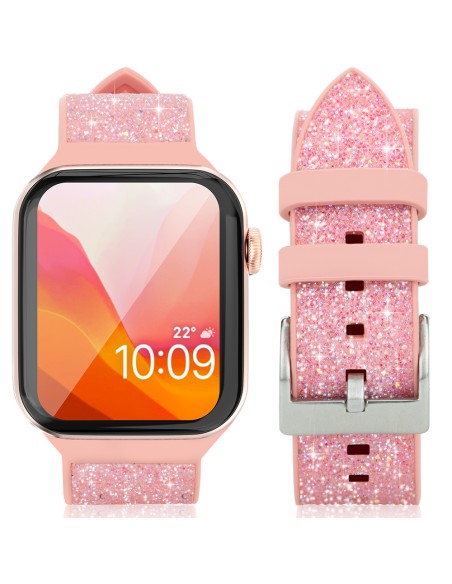 Kingxbar krištolinio audinio dirželio apyrankė laikrodžiui 6 / SE / 5 / 4 / 3 / 2 (40 mm / 38 mm) silikoninė juostelė, r...