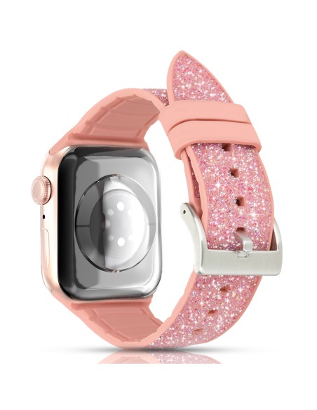 Kingxbar krištolinio audinio dirželio apyrankė laikrodžiui 6 / SE / 5 / 4 / 3 / 2 (40 mm / 38 mm) silikoninė juostelė, r...