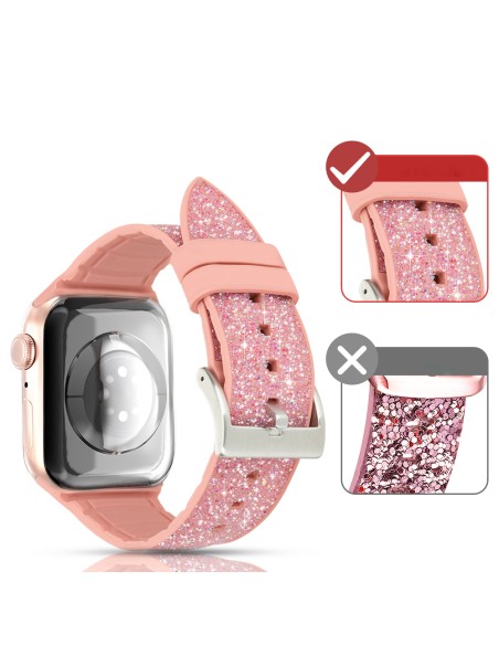 Kingxbar krištolinio audinio dirželio apyrankė laikrodžiui 6 / SE / 5 / 4 / 3 / 2 (40 mm / 38 mm) silikoninė juostelė, r...