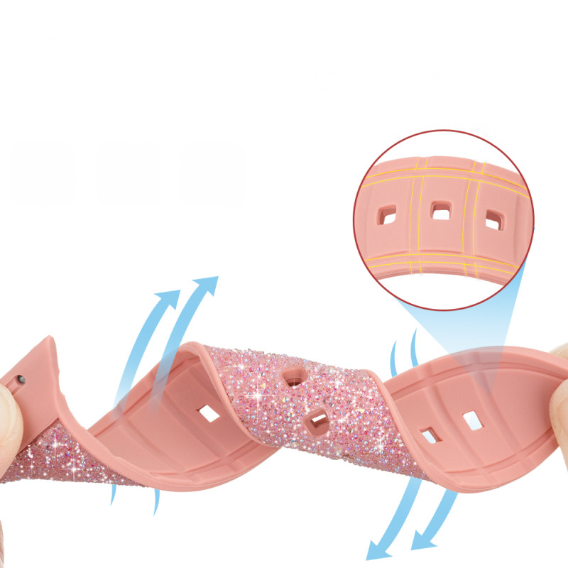 Kingxbar krištolinio audinio dirželio apyrankė laikrodžiui 6 / SE / 5 / 4 / 3 / 2 (40 mm / 38 mm) silikoninė juostelė, r...