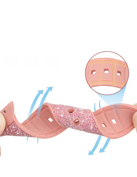 Kingxbar krištolinio audinio dirželio apyrankė laikrodžiui 6 / SE / 5 / 4 / 3 / 2 (40 mm / 38 mm) silikoninė juostelė, r...