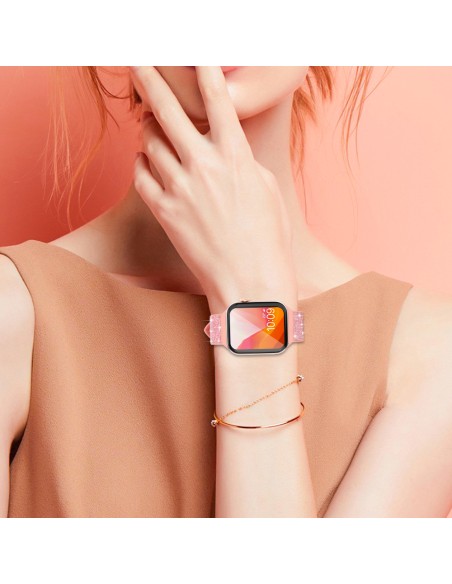 Kingxbar krištolinio audinio dirželio apyrankė laikrodžiui 6 / SE / 5 / 4 / 3 / 2 (40 mm / 38 mm) silikoninė juostelė, r...