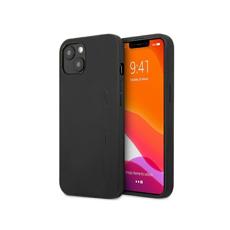 AMG Leather Hot Stamped dėklas iPhone 13 mini - juodas AMG Leather Hot Stamped dėklas iPhone 13 mini - juodas