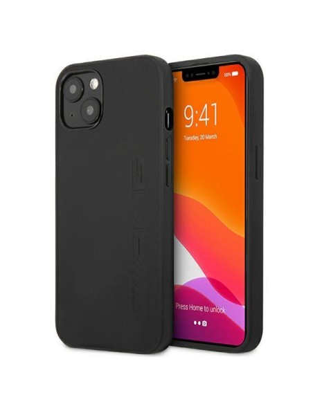 AMG Leather Hot Stamped dėklas iPhone 13 mini - juodas