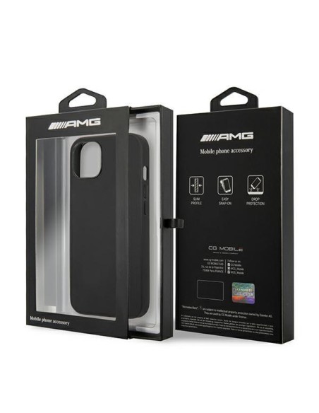 AMG Leather Hot Stamped dėklas iPhone 13 mini - juodas
