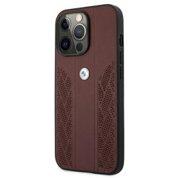 BMW Leather Curve Perforate dėklas iPhone 13 Pro / iPhone 13 - raudonas