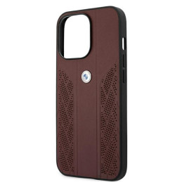 BMW Leather Curve Perforate dėklas iPhone 13 Pro / iPhone 13 - raudonas