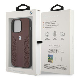 BMW Leather Curve Perforate dėklas iPhone 13 Pro / iPhone 13 - raudonas
