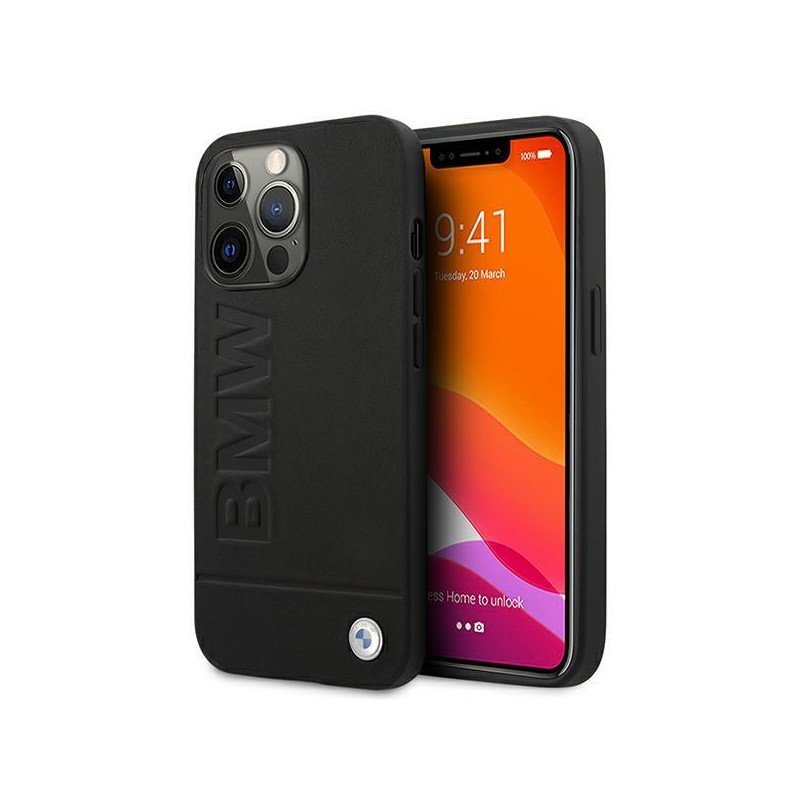 BMW Signature Logo Imprint dėklas iPhone 13 Pro Max - juodas