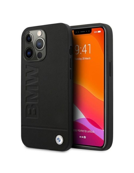 BMW Signature Logo Imprint dėklas iPhone 13 Pro Max - juodas