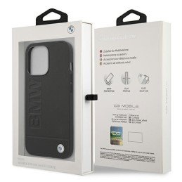 BMW Signature Logo Imprint dėklas iPhone 13 Pro Max - juodas