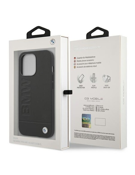 BMW Signature Logo Imprint dėklas iPhone 13 Pro Max - juodas