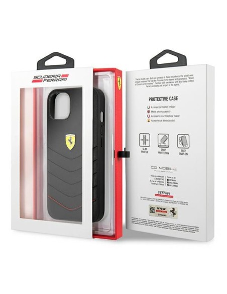 Ferrari Off Track dygsniuotas dėklas iPhone 13 mini - juodas Ferrari Off Track dygsniuotas dėklas iPhone 13 mini - juodas