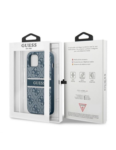 Guess 4G Stripe dėklas iPhone 13 mini - mėlynas Guess 4G Stripe dėklas iPhone 13 mini - mėlynas