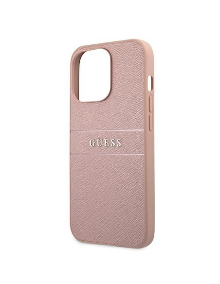 Guess Saffiano Stripe dėklas, skirtas iPhone 13 Pro Max - rožinis Guess Saffiano Stripe dėklas, skirtas iPhone 13 Pro Max - rožinis