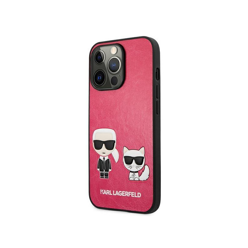 Karl Lagerfeld Ikonik Karl&Choupette dėklas, skirtas iPhone 13 Pro / iPhone 13 - fuksija
