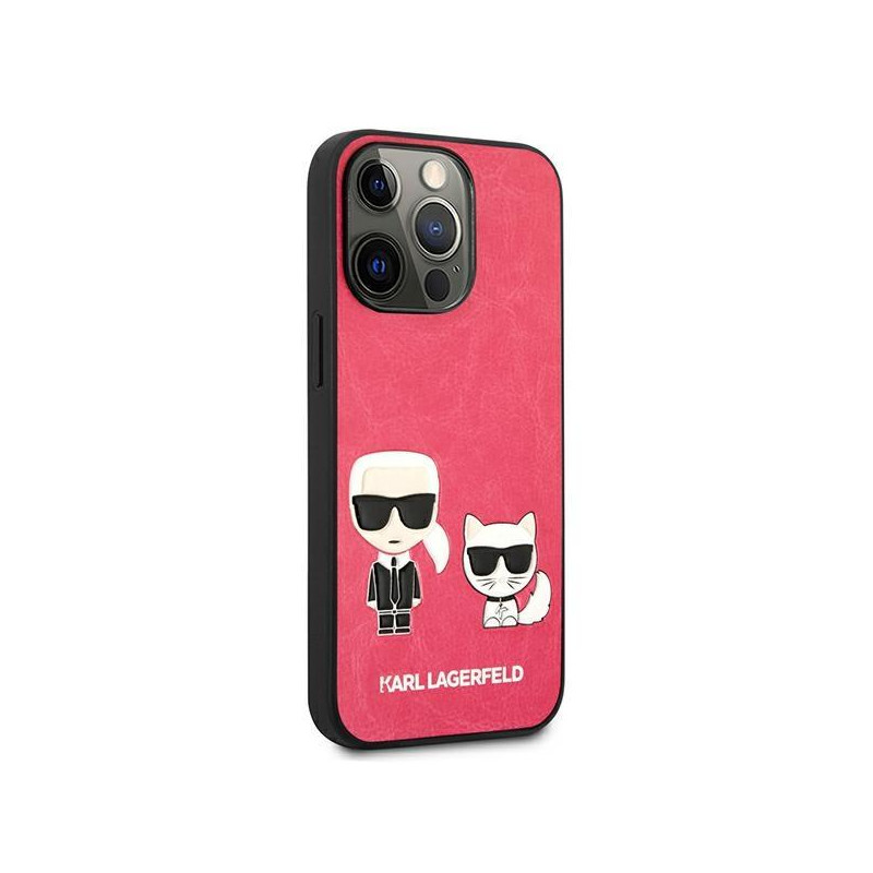 Karl Lagerfeld Ikonik Karl&Choupette dėklas, skirtas iPhone 13 Pro / iPhone 13 - fuksija