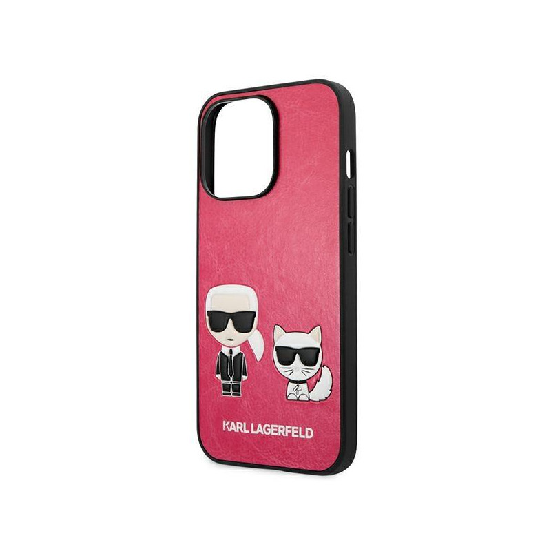 Karl Lagerfeld Ikonik Karl&Choupette dėklas, skirtas iPhone 13 Pro / iPhone 13 - fuksija