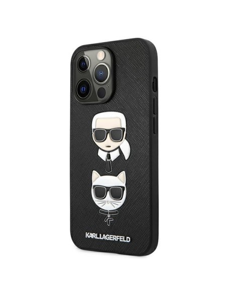 Karl Lagerfeld Saffiano Karl&Choupette dėklas, skirtas iPhone 13 Pro / iPhone 13 - juodas