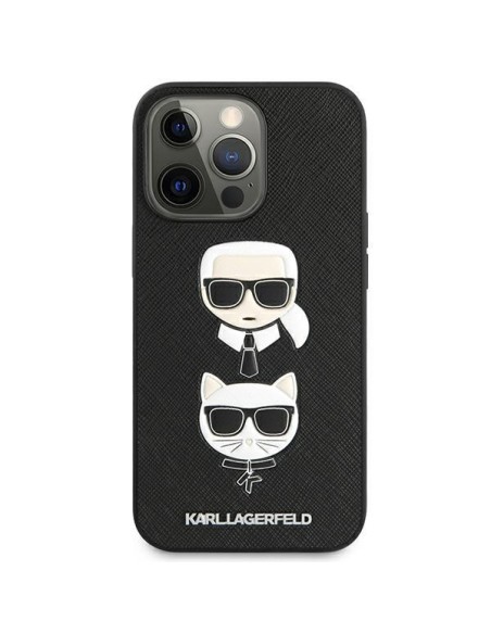 Karl Lagerfeld Saffiano Karl&Choupette dėklas, skirtas iPhone 13 Pro / iPhone 13 - juodas