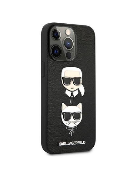 Karl Lagerfeld Saffiano Karl&Choupette dėklas, skirtas iPhone 13 Pro / iPhone 13 - juodas