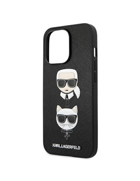 Karl Lagerfeld Saffiano Karl&Choupette dėklas, skirtas iPhone 13 Pro / iPhone 13 - juodas
