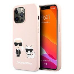 Karl Lagerfeld Silikoninis Karl&Choupette dėklas skirtas iPhone 13 Pro / iPhone 13 - šviesiai rožinis