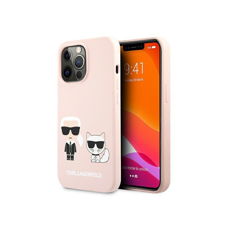 Karl Lagerfeld Silikoninis Karl&Choupette dėklas skirtas iPhone 13 Pro / iPhone 13 - šviesiai rožinis