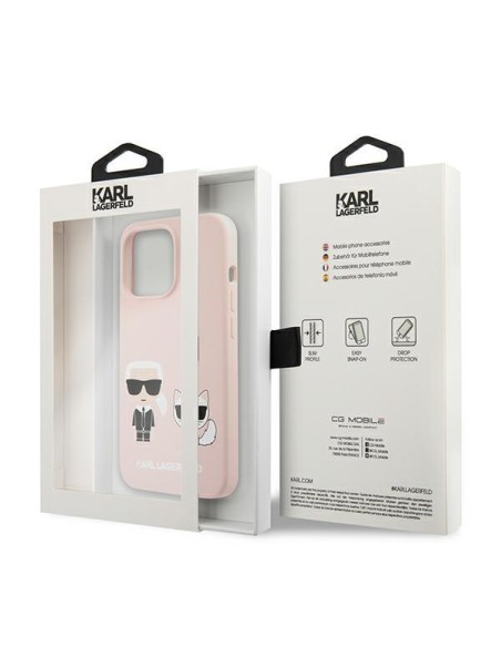 Karl Lagerfeld Silikoninis Karl&Choupette dėklas skirtas iPhone 13 Pro / iPhone 13 - šviesiai rožinis Karl Lagerfeld Silikoninis Karl&Choupette dėklas skirtas iPhone 13 Pro / iPhone 13 - šviesiai rožinis