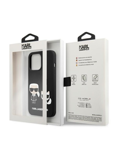 Karl Lagerfeld Silikoninis Karl&Choupette dėklas skirtas iPhone 13 Pro / iPhone 13 - juodas Karl Lagerfeld Silikoninis Karl&Choupette dėklas skirtas iPhone 13 Pro / iPhone 13 - juodas