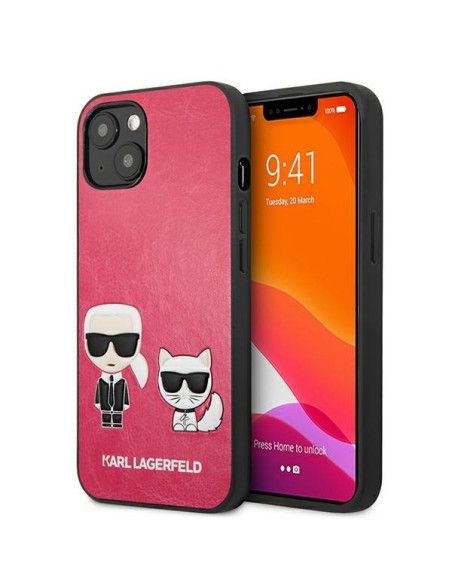 Karl Lagerfeld Ikonik Karl&Choupette dėklas iPhone 13 mini - fuksija Karl Lagerfeld Ikonik Karl&Choupette dėklas iPhone 13 mini - fuksija