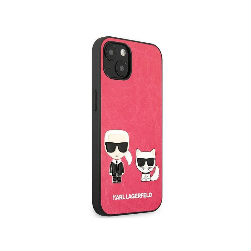 Karl Lagerfeld Ikonik Karl&Choupette dėklas iPhone 13 mini - fuksija