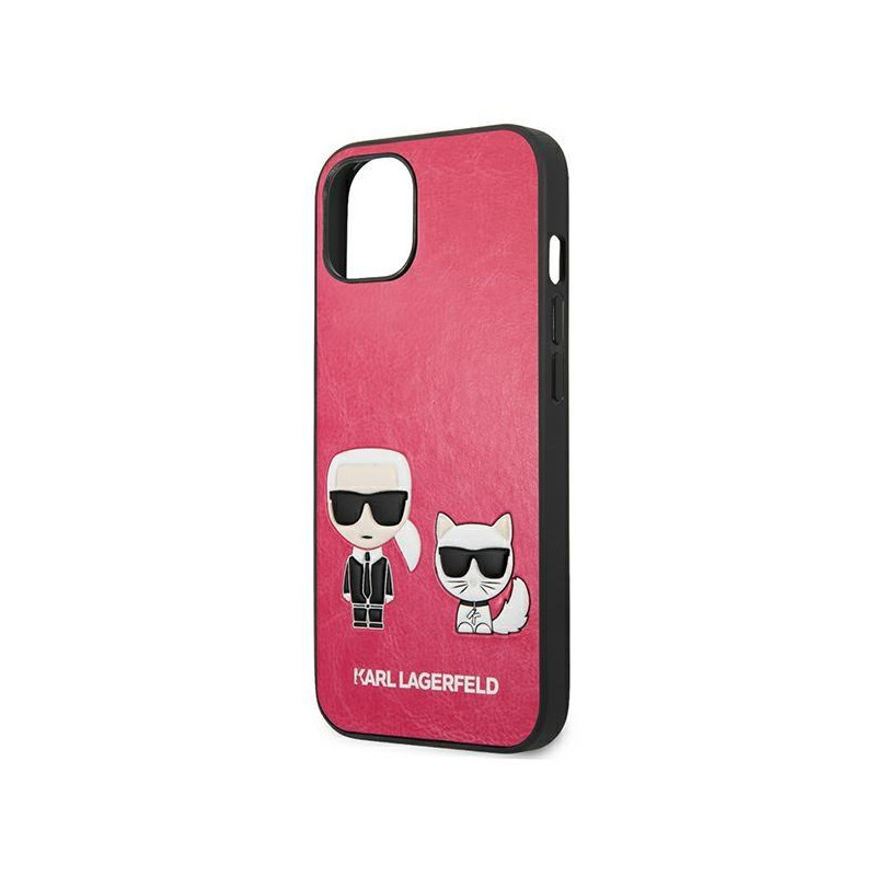 Karl Lagerfeld Ikonik Karl&Choupette dėklas iPhone 13 mini - fuksija