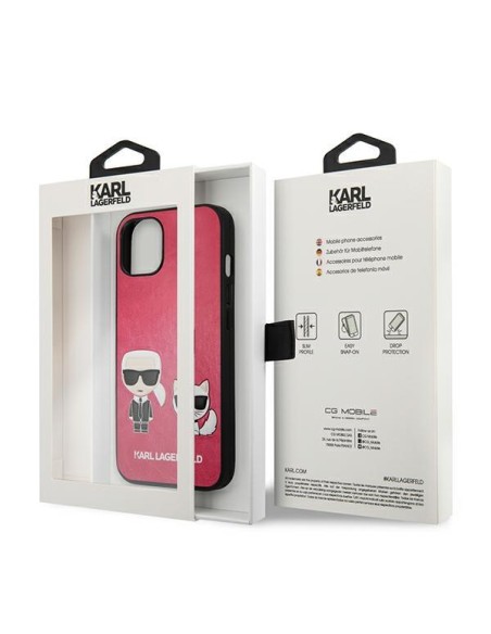 Karl Lagerfeld Ikonik Karl&Choupette dėklas iPhone 13 mini - fuksija Karl Lagerfeld Ikonik Karl&Choupette dėklas iPhone 13 mini - fuksija