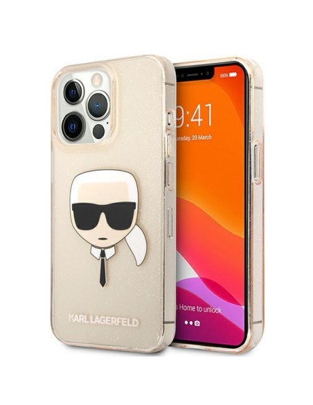 Karl Lagerfeld Glitter Karl& 39 s Head dėklas, skirtas iPhone 13 Pro Max - auksinis Karl Lagerfeld Glitter Karl& 39 s Head dėklas, skirtas iPhone 13 Pro Max - auksinis