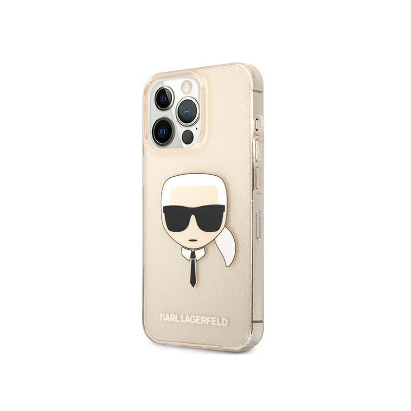 Karl Lagerfeld Glitter Karl& 39 s Head dėklas, skirtas iPhone 13 Pro Max - auksinis