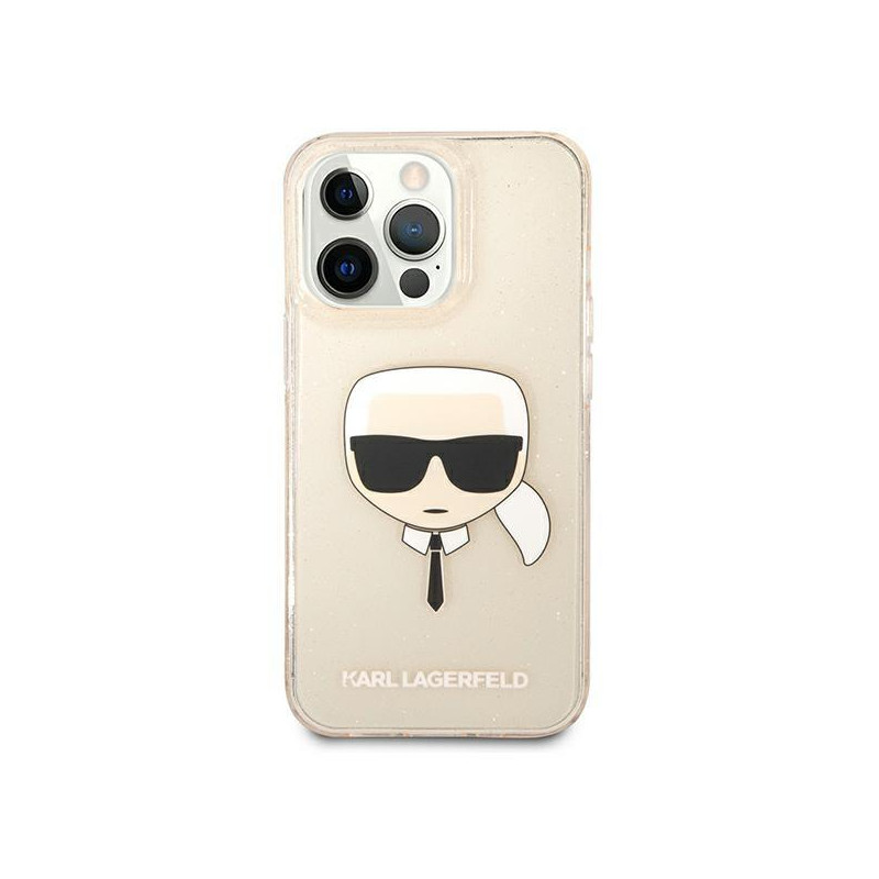 Karl Lagerfeld Glitter Karl& 39 s Head dėklas, skirtas iPhone 13 Pro Max - auksinis