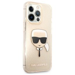 Karl Lagerfeld Glitter Karl& 39 s Head dėklas, skirtas iPhone 13 Pro Max - auksinis