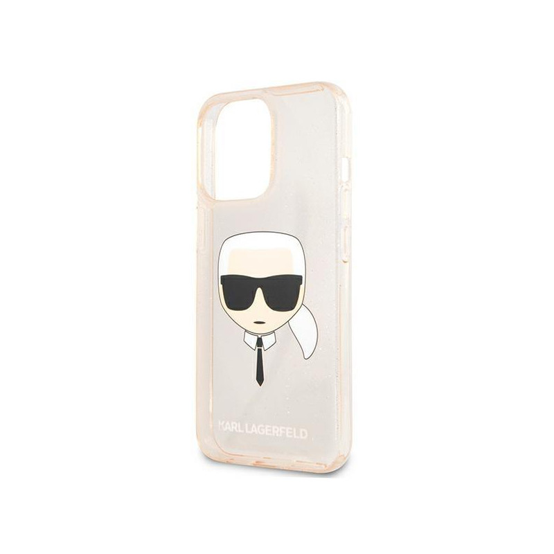 Karl Lagerfeld Glitter Karl& 39 s Head dėklas, skirtas iPhone 13 Pro Max - auksinis