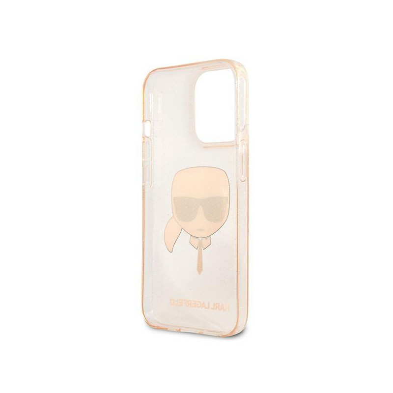 Karl Lagerfeld Glitter Karl& 39 s Head dėklas, skirtas iPhone 13 Pro Max - auksinis