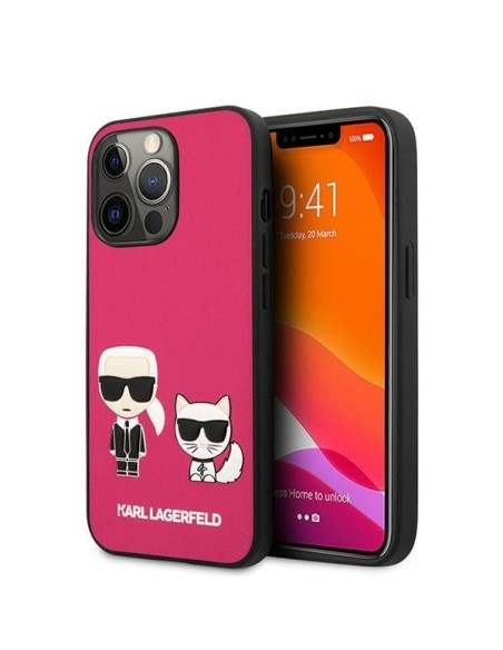 Karl Lagerfeld Ikonik Karl&Choupette dėklas iPhone 13 Pro Max - fuksijos spalvos Karl Lagerfeld Ikonik Karl&Choupette dėklas iPhone 13 Pro Max - fuksijos spalvos