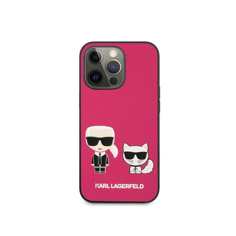 Karl Lagerfeld Ikonik Karl&Choupette dėklas iPhone 13 Pro Max - fuksijos spalvos