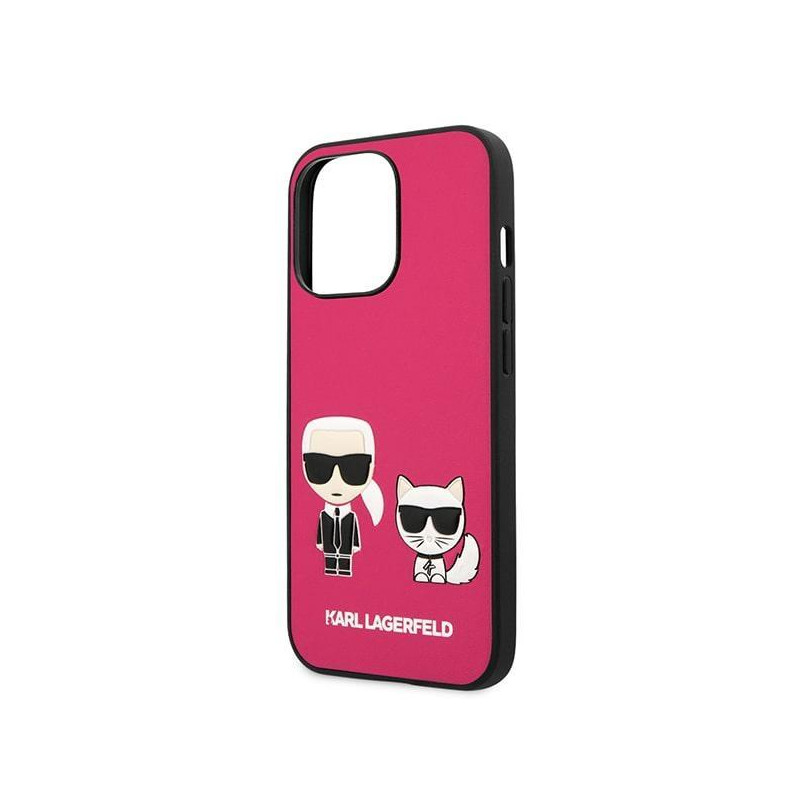 Karl Lagerfeld Ikonik Karl&Choupette dėklas iPhone 13 Pro Max - fuksijos spalvos