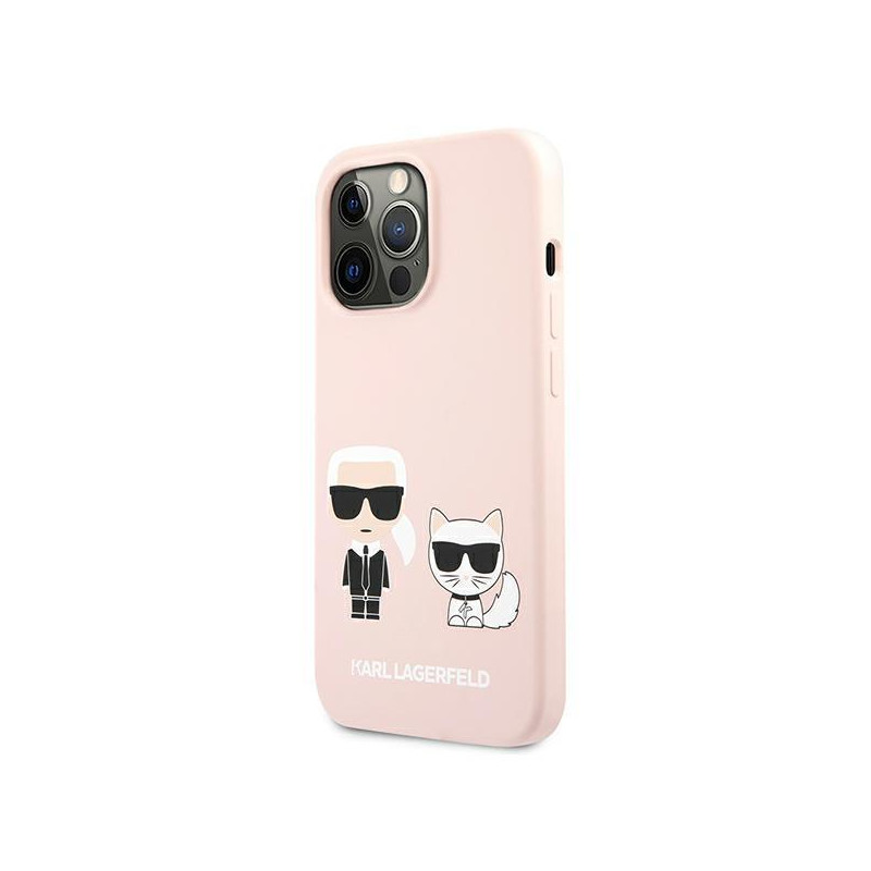 Karl Lagerfeld Silicone Karl&Choupette dėklas iPhone 13 Pro Max - šviesiai rožinis